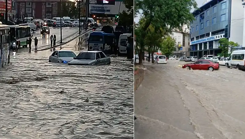 Ankara'da Sağanak Yağış Sonrası Sokaklar Suyun İçinde Kaldı